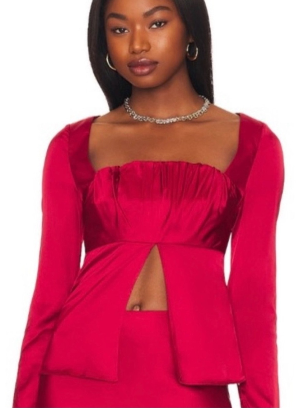 Revolve LPA satin Preston blouse in red